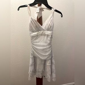 White glittery halter top dress